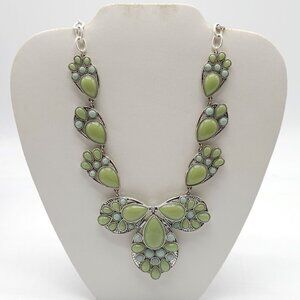 Nine West Vintage America Silver Tone Necklace With Green Acrylic Accents